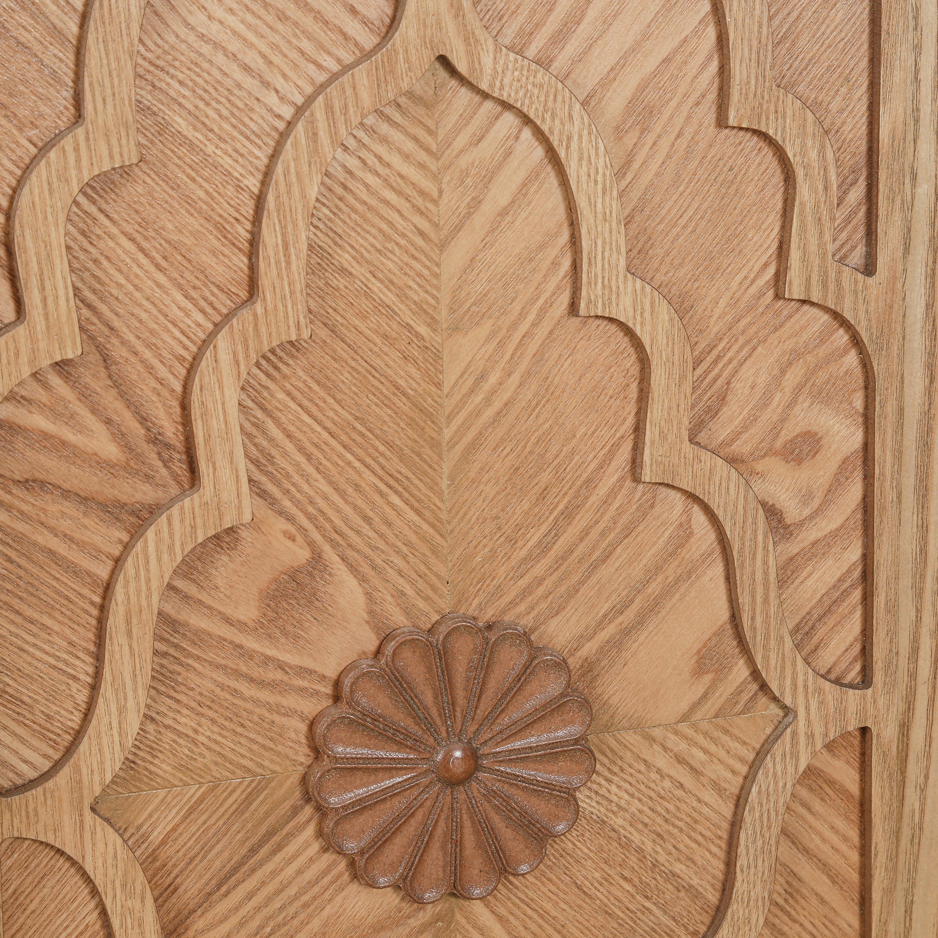 Carved Flower Door Large Storage Cabinet With Metal Handle Suitable For Living Room, Kitchen, Entryway(NATURAL WOOD) - Grand Goldman Shop