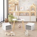 Kids Table and 2 Chair Set with Storage Bins, 3-Piece Toddler Activity Play Table for Arts & Crafts, Reading, Drawing, Wooden