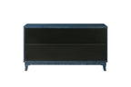 Handcrafted Premium Grain Panels,Rattan Sideboard Buffer Cabinet,Accent Storage Cabinet With 4 Rattan Doors, Modern Storage Cupboard Console Table with Adjustable Shelves for Living Room ,BLUE - Grand Goldman Shop