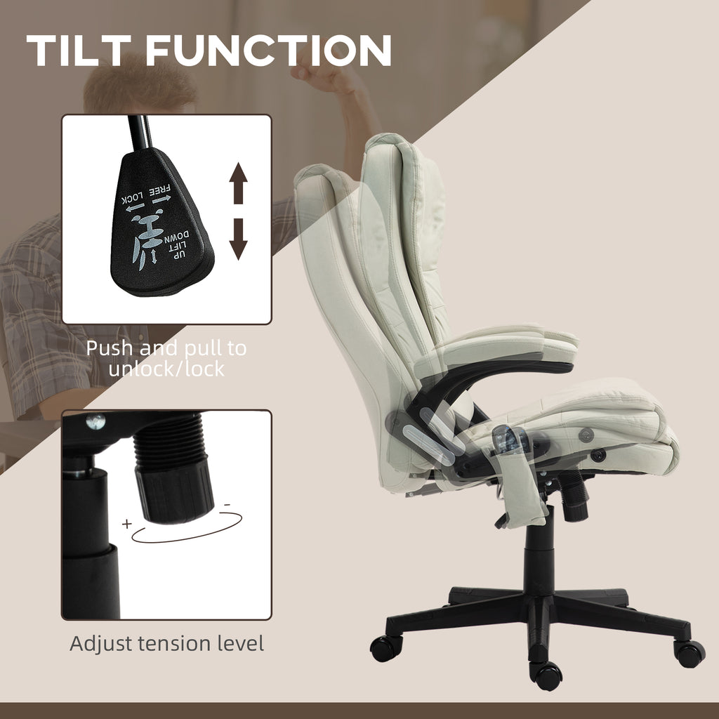 HOMCOM 6 Point Vibrating Massage Office Chair with Heat, Velvet High Back Executive Office Chair with Reclining Backrest, Pad