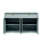 U_STYLE Modern 55.1'' Sideboard Buffet Cabinet with 2 Drawers & 4 Doors, Adjustable Shelves, Wave-Pattern Design, Aluminum Handles, Painted MDF, Scandinavian Storage for Dining Room, Living Room - Grand Goldman Shop