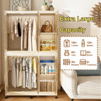 Portable Wardrobe Closet Storage Organizer for Clothes, 6 Magnetic Doors with 6 Cubes & 2 Hanging Rods, 6 Hangers, White, Child-Safe PP+ABS Material - Grand Goldman Shop