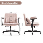 Pink Velvet Criss Cross Armrest Office Chair with Wheels - Comfortable for Home Office, Reading & Vanity | Premium Home Decor