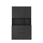 74' Freestanding Kitchen Pantry Cabinet Cupboard with 6 Doors,3 Shelves and 2 Drawer,Versatile Wardrobe & Kitchen Cabinet,Craft Storage Cabinet,Laundry Room Storage for  Kitchen (Black) - Grand Goldman Shop