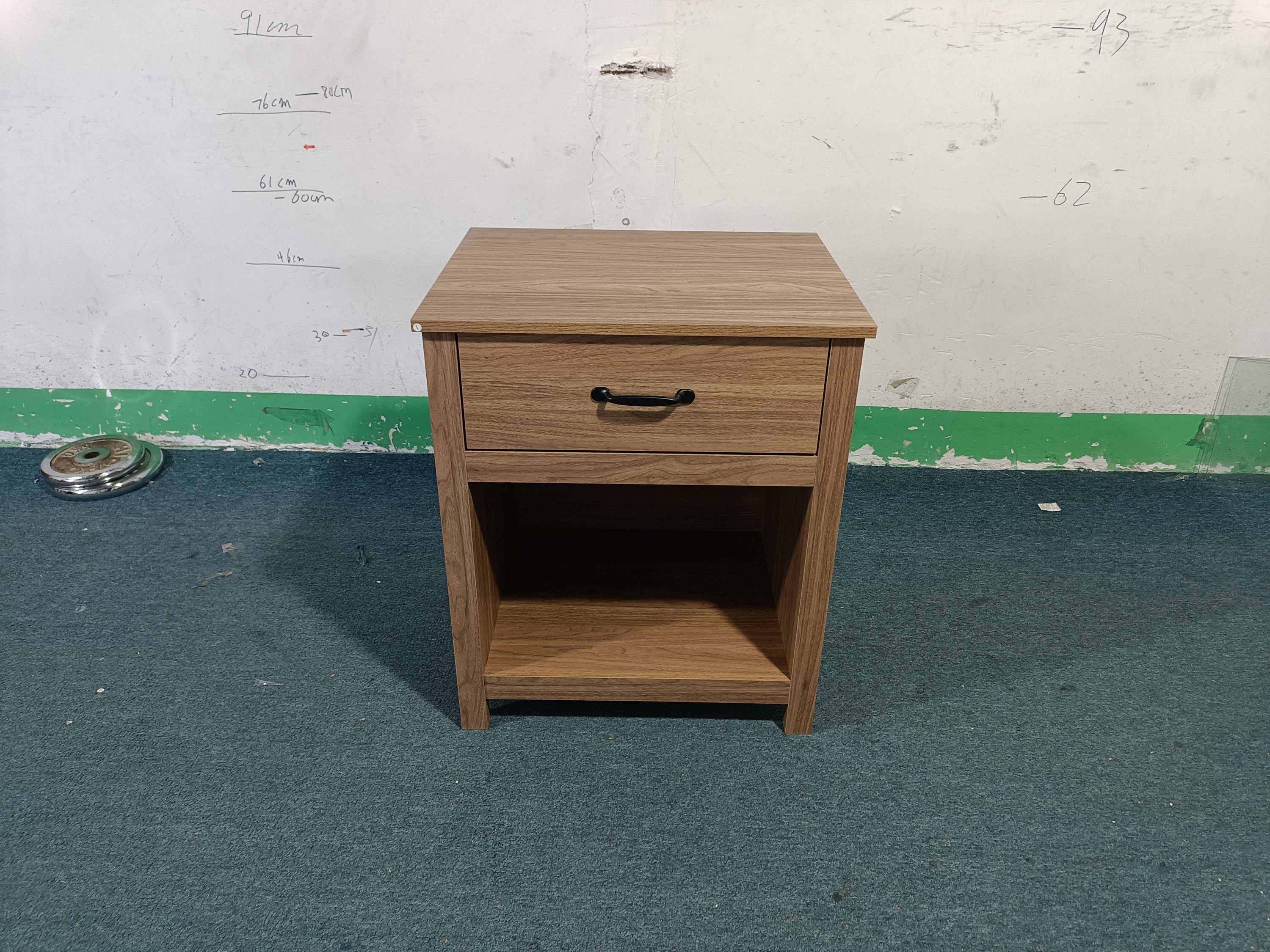 Wood Nightstand with Drawer and Open Shelf, Modern Bedside Table with Storage, Wooden End Table for Bedroom, Living Room or Apartment, Natural Finish, Brown - Grand Goldman Shop