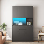 74' Freestanding Kitchen Pantry Cabinet Cupboard with 6 Doors,3 Shelves and 2 Drawer,Versatile Wardrobe & Kitchen Cabinet,Craft Storage Cabinet,Laundry Room Storage for  Kitchen (Black) - Grand Goldman Shop
