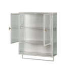 23.62'Glass Doors Modern Two-door Wall Cabinet with Featuring Two-tier Enclosed Storage, an Open Shelf, and Towel Rack, for Entryway Living Room Bathroom Dining Room - Grand Goldman Shop