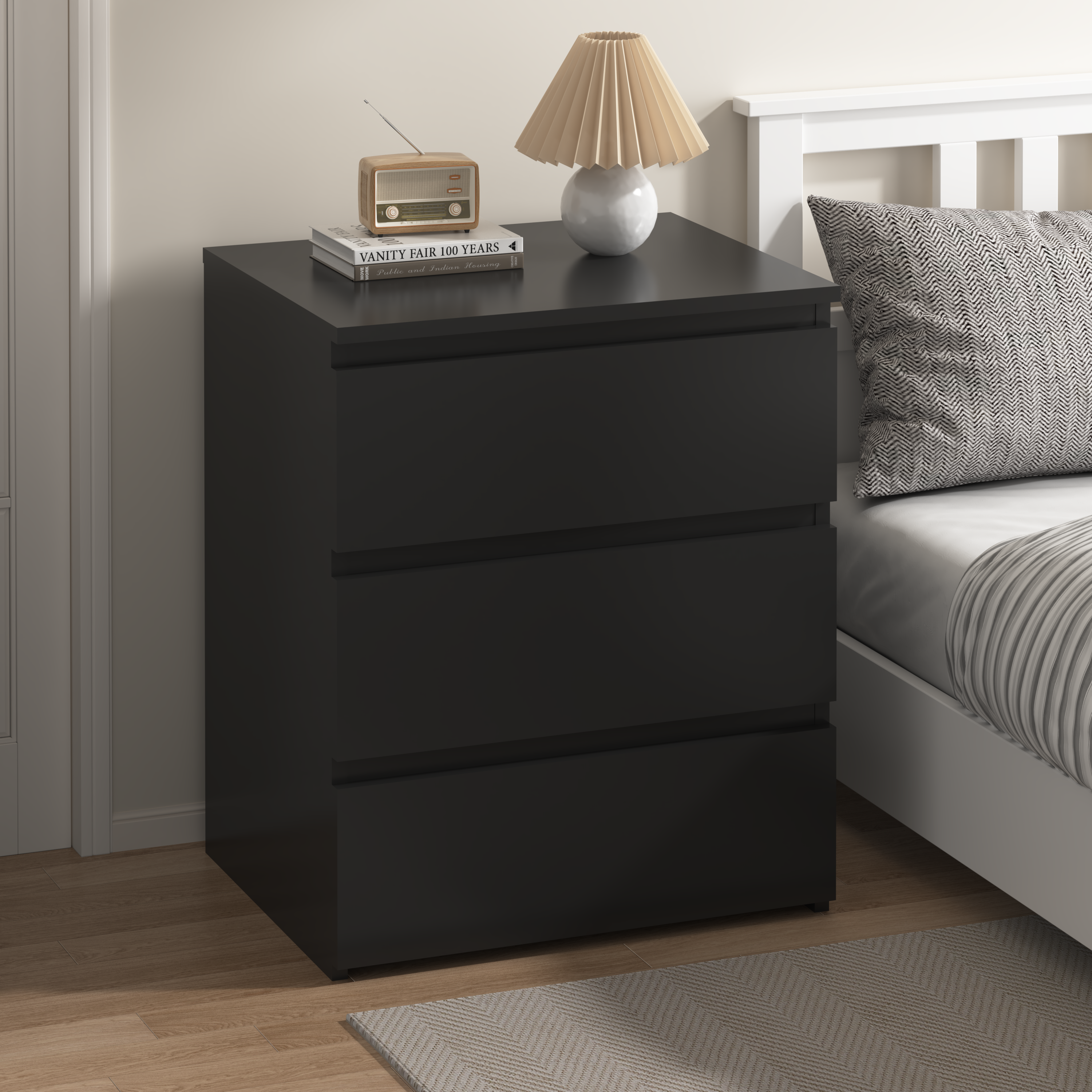 (Set of 2)3 Drawer Dresser, Small Dresser for Closet, Wooden Nightstand for Bedroom, Chest of Drawers Side Table Storage Cabinet for Home Office Entryway Hallway, Each box Contains Two Side Tables - Grand Goldman Shop