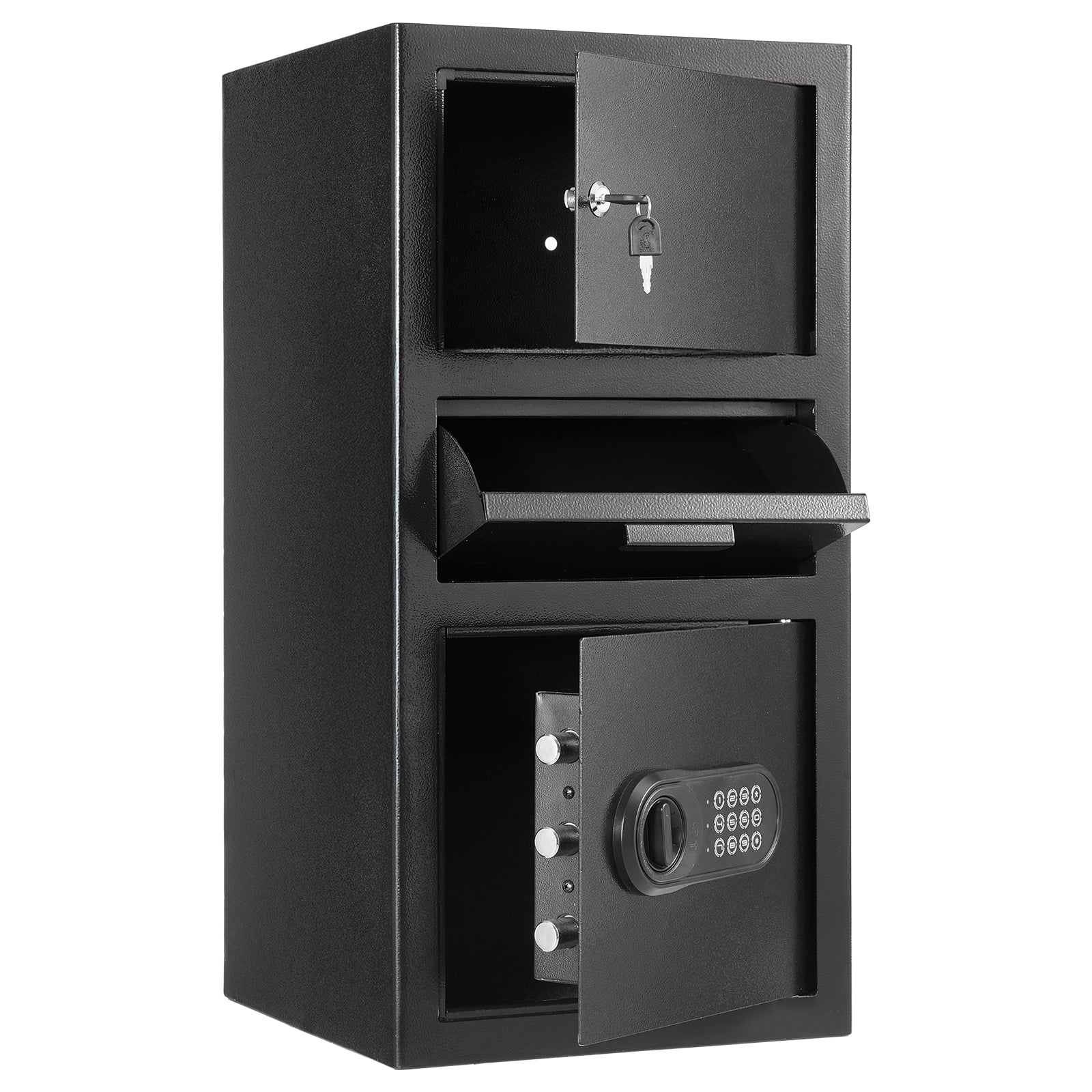 Stylish 3.6 Cubic Feet Drop Safe, Large Capacity Front Drop Slot Safe Box with Digital Keypad, Heavy Duty 3 Tiers Cash Deposi