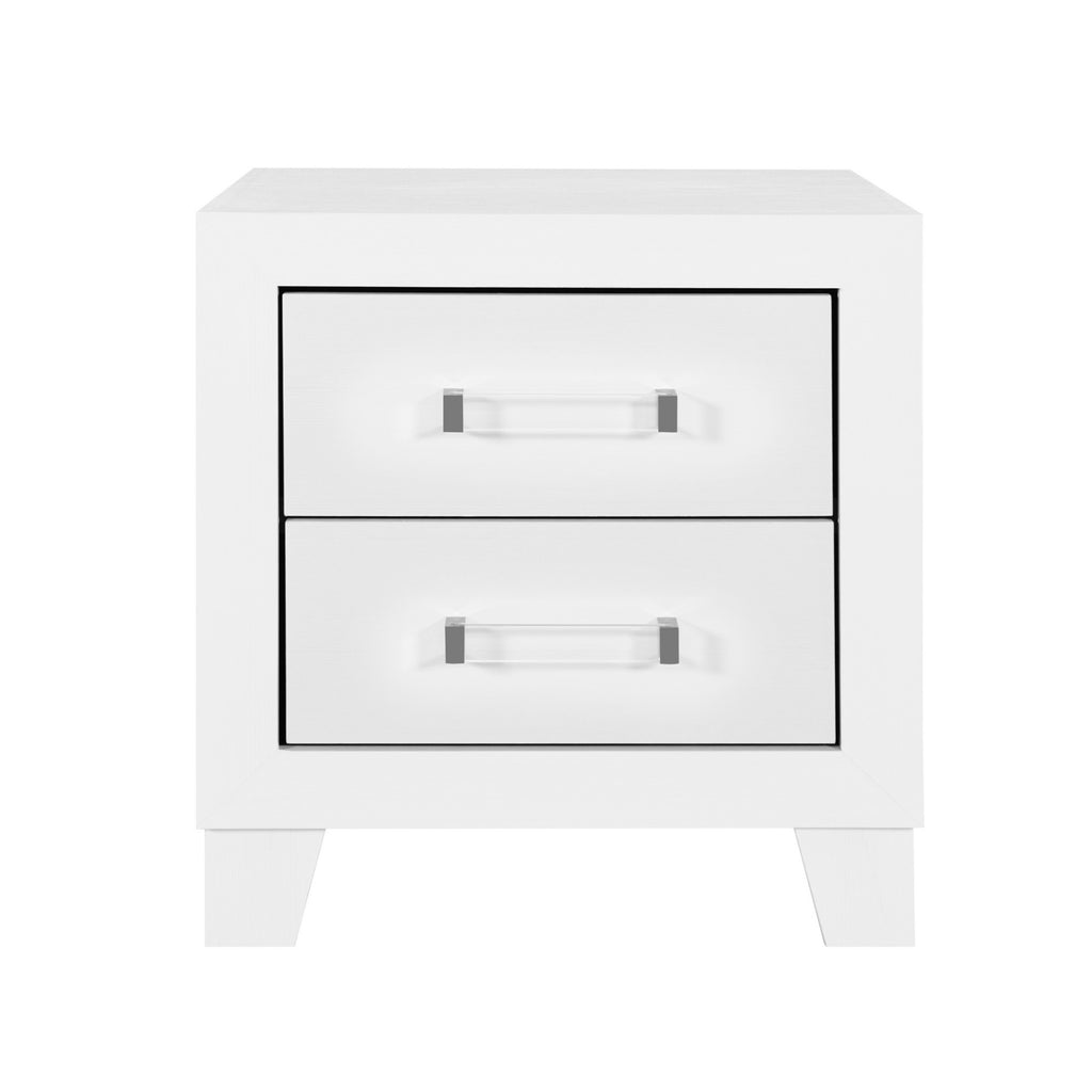 OMODA 5PC Full Bedroom Set with LED Accent Lighting in White Rubber Wood Finish - Grand Goldman Shop