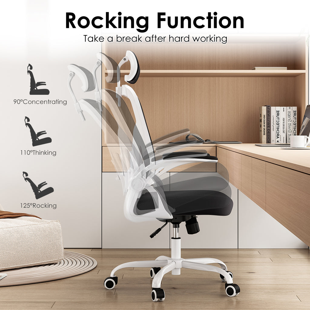 Ergonomic Office Chair, Home Office Desk Chair with Headrest, High Back Computer Chair with Armrests and Adjustable Lumbar Su