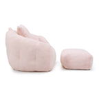 Giant Bean Bag Chair withFootstool, Oversized Bean Bag  for Adults and Kids, Faux Fur Shell-Shaped Large Chair with Filler, Stuffed Big Accent Sofa,  Floor Sofa for Gaming,Reading Living Room Bedroom - Grand Goldman Shop