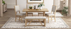 TREXM 6-Piece Retro Dining Table Set for 6, 60' Wood Kitchen Table and Chairs Set of 4 with Bench Designed Trestle Base for kitchen & Dining Room (Natural) - Grand Goldman Shop