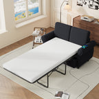 Orisfur Pull Out Sofa Bed Loveseat Sleeper with Twin Size Memory Foam Mattress & USB Ports, Black Linen - Grand Goldman Shop