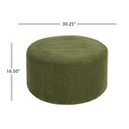 Upholstered Round Ottoman,Olive Green,Corduroy - Grand Goldman Shop