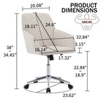 TY Adjustable Office Chair, Ergonomic Swivel Chair, Velvet Backrest Seat, Comfortable for Long Sitting, Beige | Premium Home 