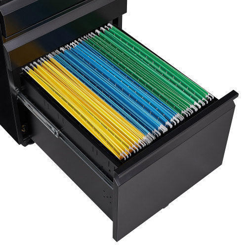 3-Drawer Mobile File Cabinet with Lock, 5 Wheels (2 Brakes + Anti-Tip),Cold Rolled Steel Fully Assembled Metal Filing Cabinet