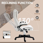 HOMCOM 6 Point Vibrating Massage Office Chair with Heat, Linen High Back Executive Office Chair with Reclining Backrest, Padd
