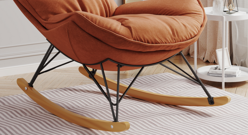 Leisure sofa single rocking chair, light luxury sofa chair, balcony leisure area single chair, comfortable and breathable characteristic chair, detachable and washable seat cushion (Color: Brown) - Grand Goldman Shop