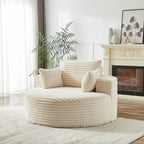 55'L Corduroy Sponge single sofa,No Assembly Required,Fluffy Modern Sleeper Chair for Living room, Bedroom, Lounge and Projection Room(Not a swivel chair.) - Grand Goldman Shop