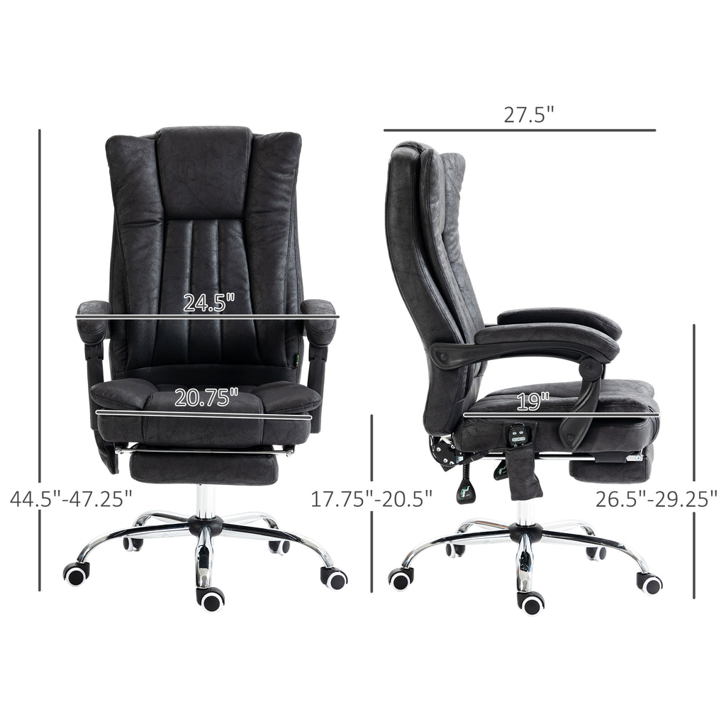 Vinsetto Microfiber Office Chair, High Back Computer Chair with 6 Point Massage, Heat, Adjustable Height and Retractable Foot