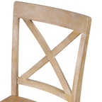 Modern Natural Wood Wash Dining Table Set for 4 with Round Table and Chairs, Solid Wood and MDF - Grand Goldman Shop