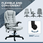 HOMCOM 6 Point Vibrating Massage Office Chair with Heat, Linen High Back Executive Office Chair with Reclining Backrest, Padd