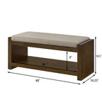 40' Accent Bench with Lower Shelf Shoe Rack, Padded Seating Bench for Living Room, Modern Compact Bed End Bench with Storage for Bedroom Seating, Removable Cushion,  40'W- Linen - Grand Goldman Shop
