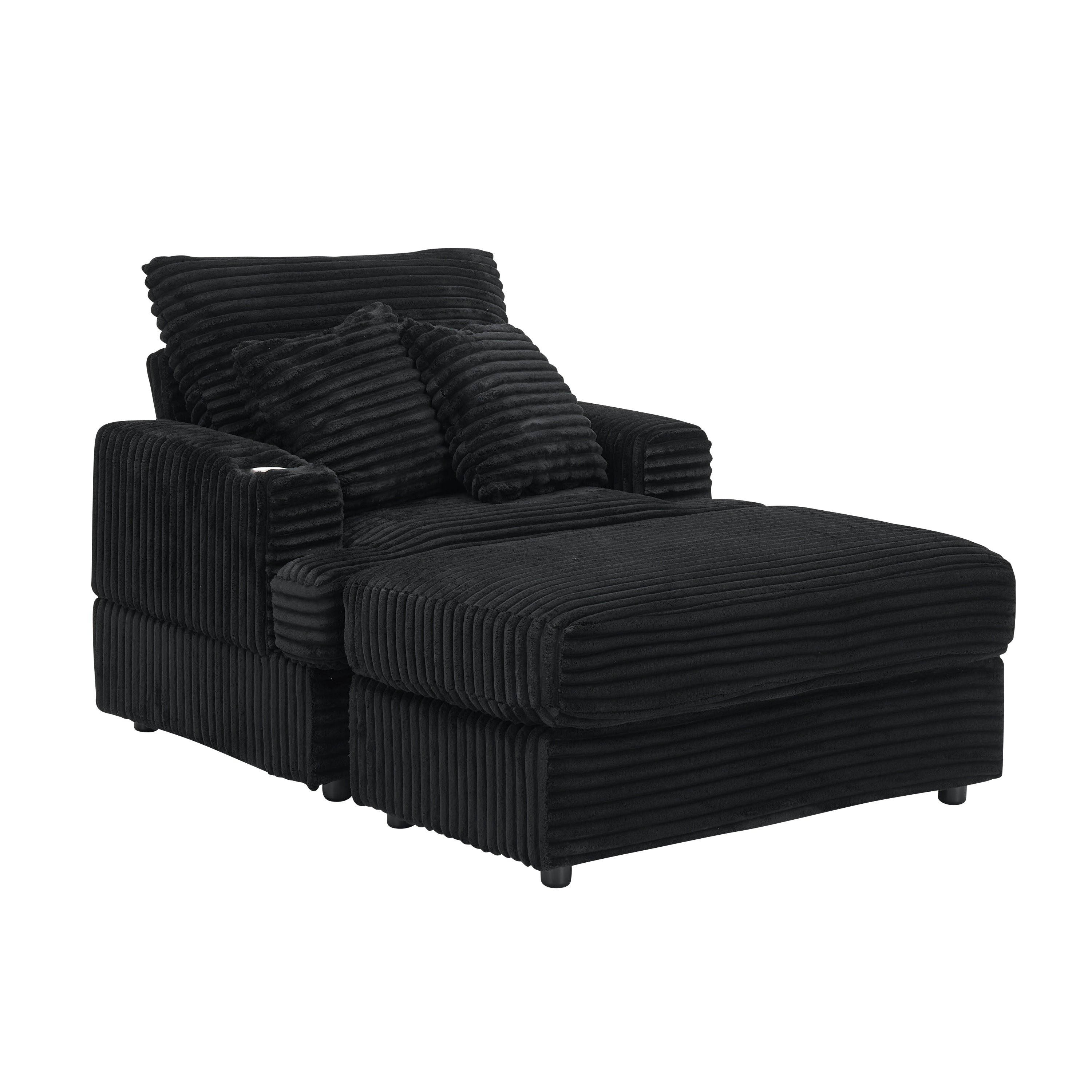 39-inch Spring upholstered armchair and Ottoman set - comfortable single sofa with cup holder and corduroy fabric, perfect for living room or bedroom - Grand Goldman Shop