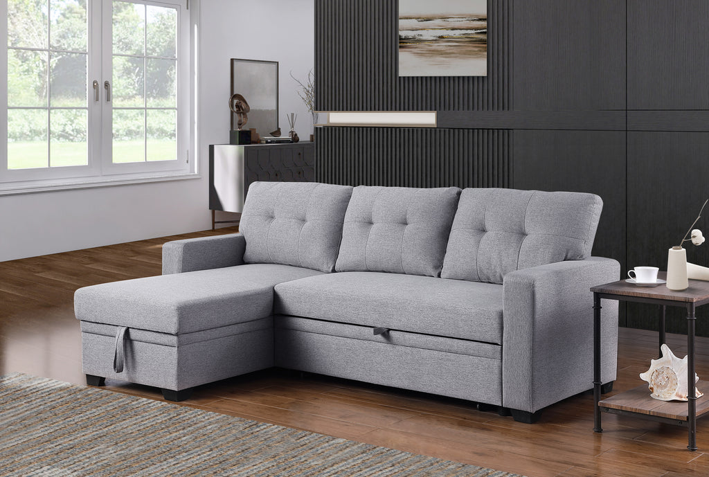 Upholstered Pull out Sectional Sofa with Chaise - Grand Goldman Shop