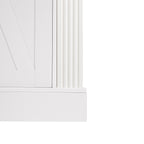 White Farmhouse Barn Door Storage Cabinet with 2 Drawers & Door Rack, Adjustable Shelves, MDF Construction, 63.11' L x 15.75' W x 32.09' H - Grand Goldman Shop