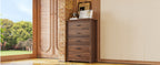 4PCS Bedroom Sets, Wooden Queen Size Bed Frame with Storage Headboard and Charging Station, 2 Nightstands with 2 Drawers, 1 Dresser with 5 Drawers, Walnut(old SKU HL000102AAD) - Grand Goldman Shop