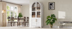K&K 71' Tall Arched Kitchen Pantry Cabinet with Door Shelves, Farmhouse Kitchen Storage Cabinet with Open & Adjustable Shelves, Hidden Drawer & Glass Door, Cupboard for Kitchen, Dining Room, White - Grand Goldman Shop