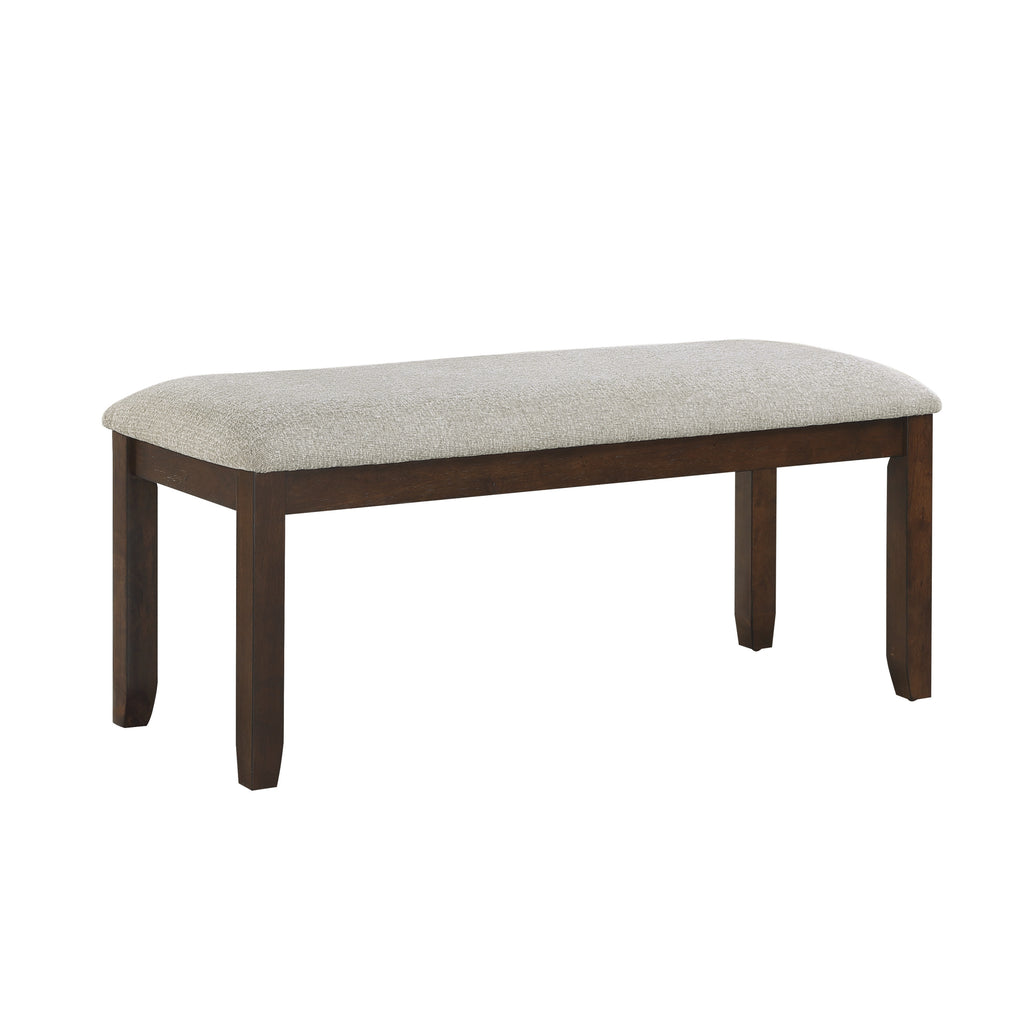 Dark Cherry Finish Wooden Frame 1pc Bench Chenille Upholstery Dining Furniture Kitchen Breakfast - Grand Goldman Shop