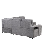 U_STYLE L-shaped Pull-Out Sofa Bed with Storage, USB Ports, and Cup Holders, Modular Design for Living Rooms, Offices & Apartments - Grand Goldman Shop