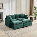 Cloud Sofa Ottoman only, Modern Sectional Couch, for Living Room Bedroom and Apartment, Comfy Double Layer Upholstered Seat Cushion, Breathable Chenille Fabric, Green - Grand Goldman Shop