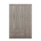 3-Door Wardrobe with 2 Drawers, Wood Grain Effect in Gray(OLD SKU:LP006001) - Grand Goldman Shop