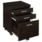 Cappuccino 3-Drawer File Cabinet with Modern Silver Hardware, Brown Wood Finish, Compact Office Storage for Home and Studio |