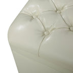 Juliana Storage Ottoman with Hidden Compartment in Ivory PU Leather, 50 x 20.5 Inches - Grand Goldman Shop