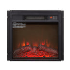 Electric Fireplace Insert 18' 1400W 120V ,Equipped with remote control, ultra thin heater with log set & realistic flame - BLACK - Grand Goldman Shop