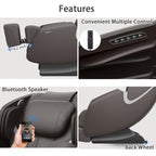 BOSSCARE Massage Chair Recliner with Zero Gravity, Full Body Airbag Massage Chair with Bluetooth Speaker, Foot Roller Brown - Grand Goldman Shop