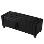 48' Ottoman Bench with Storage, Bench for Bedroom,Living Room,Hallway, Upholstered Tufted Faux Leather PU Ottoman Black - Grand Goldman Shop