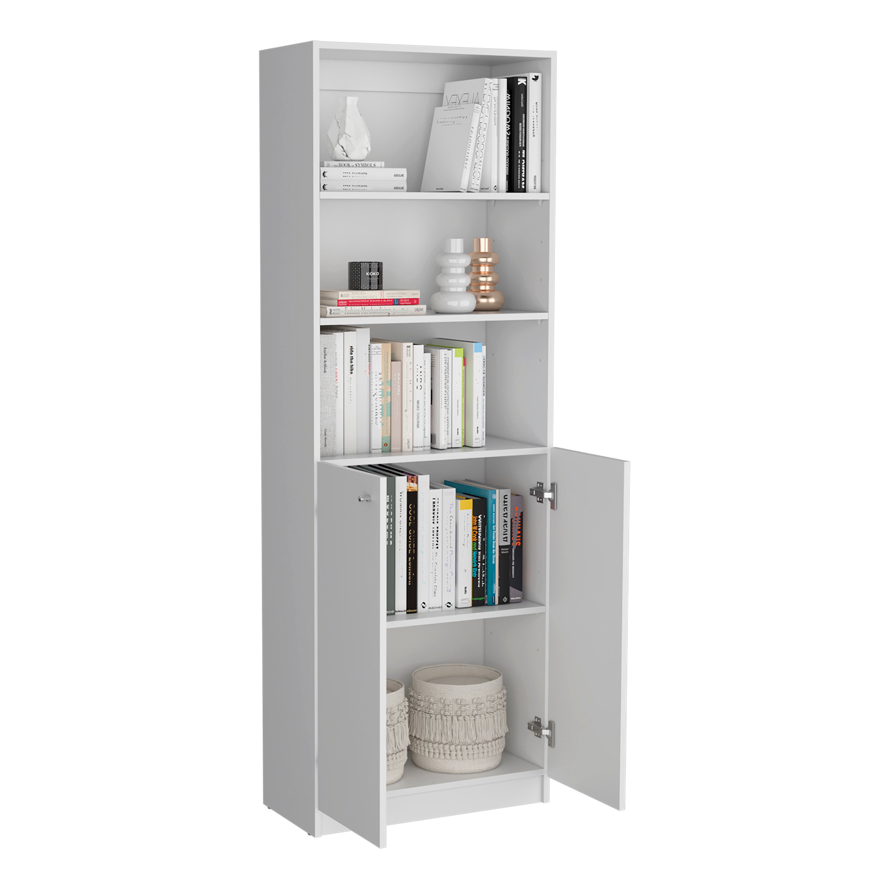 Aynor 3 Piece Home Bookcase set, 74' Wide with 12 Shelves and 2-door Cabinet ,  Living Room Set  White - Grand Goldman