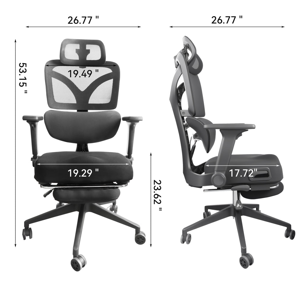 Zero Gravity Ergonomic Office Chair, 145° Recline with 3D Headrest & 4-Way Lumbar Support, Breathable Mesh Seat for Home/Work
