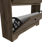Calgary Shoe Rack, Superior Top, One Open Shelf, Two Extendable Shelves -Dark Brown - Grand Goldman Shop