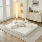 Comfy Convertible Folding Mattress Couch, Floor Sofa Bed, Chenille Floor Sofa with Armrest, Floor Sofa Lounge Couch for Living Room Bedroom Lounge Studio-Beige - Grand Goldman Shop