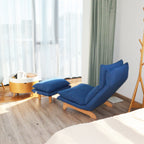 Modern Dark Blue Metal Frame Foldable Reclining Floor Chair – Lazy Leisure Sofa for Balcony or Bedroom - Grand Goldman Shop