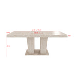 Rectangular extendable dining table, suitable for 6-10 people, with veined travertine pattern, dimensions 160-200 cm, simple and elegant. - Grand Goldman Shop