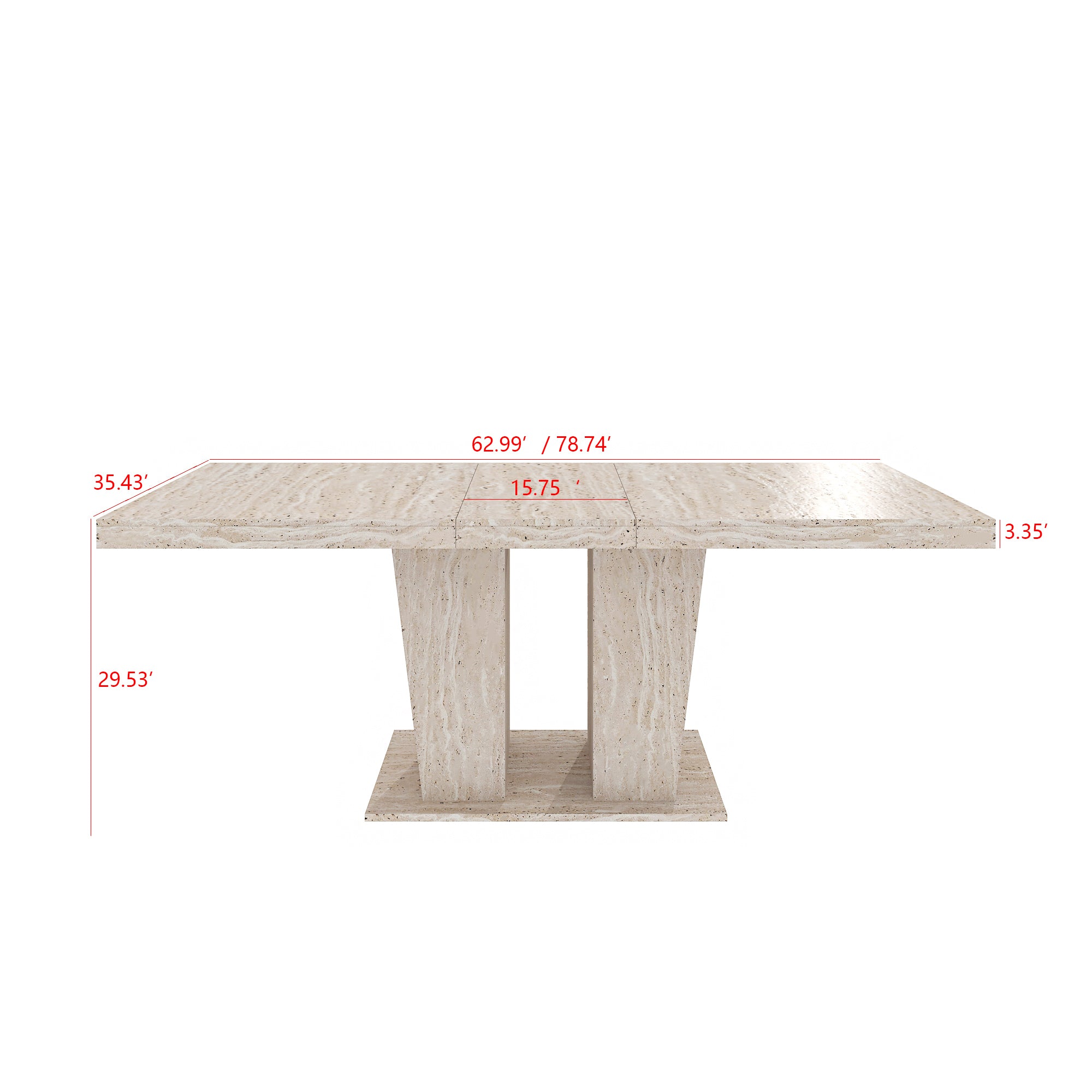 Rectangular extendable dining table, suitable for 6-10 people, with veined travertine pattern, dimensions 160-200 cm, simple and elegant. - Grand Goldman Shop