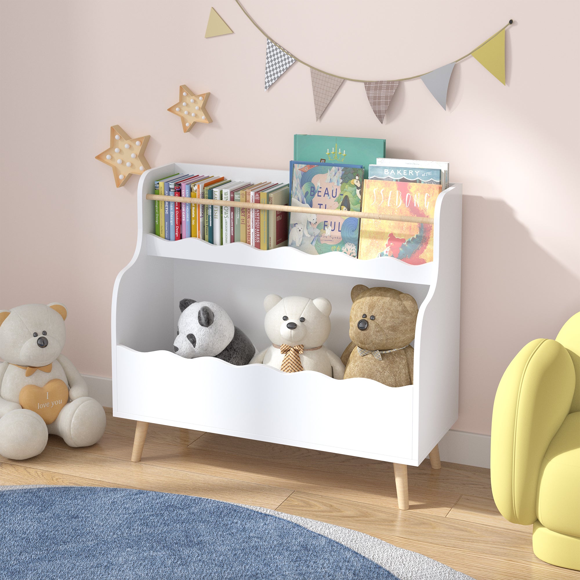 Kids Bookcaes, Children Book Organizer, toy Storage Cabinet Organizer, White | Premium Home Decor - Grand Goldman